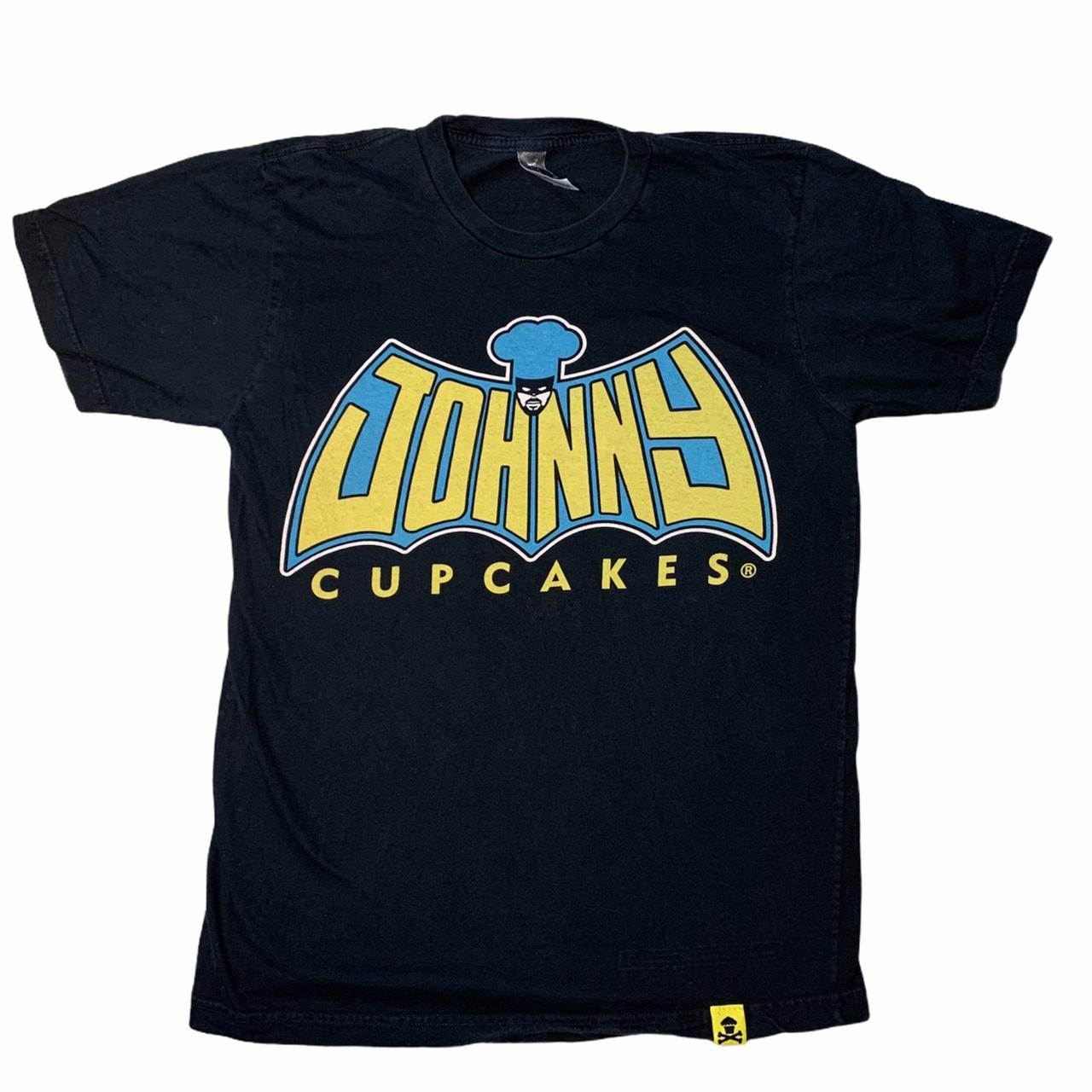 Johnny Cupcakes Men's Black and Blue Tshirt Depop