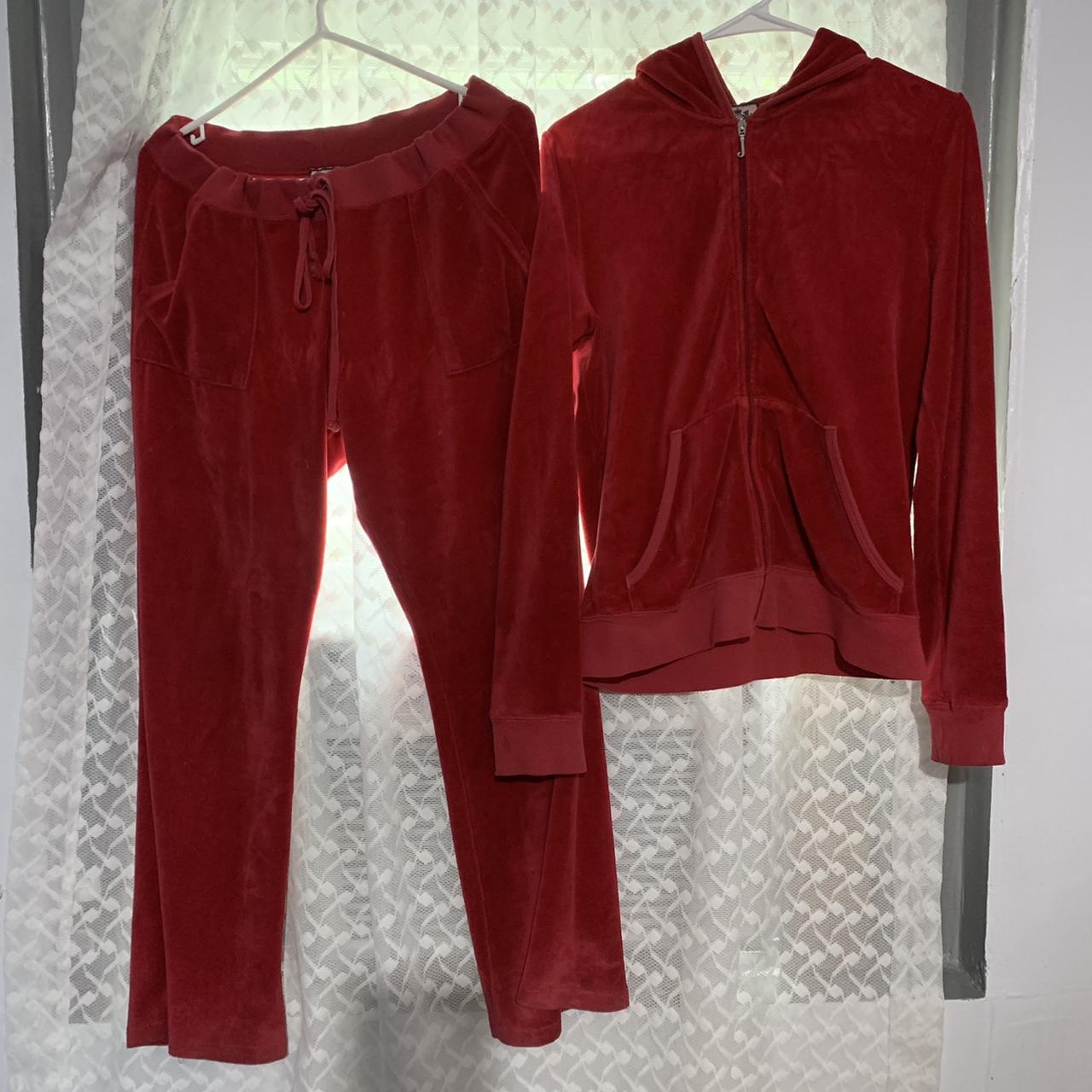 Juicy Couture Women S Red And Silver Suit Depop