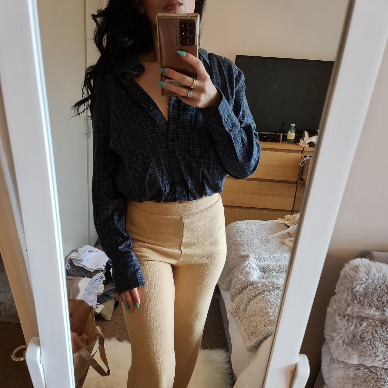 Zara cropped check shirt. In a soft brushed cotton... Depop