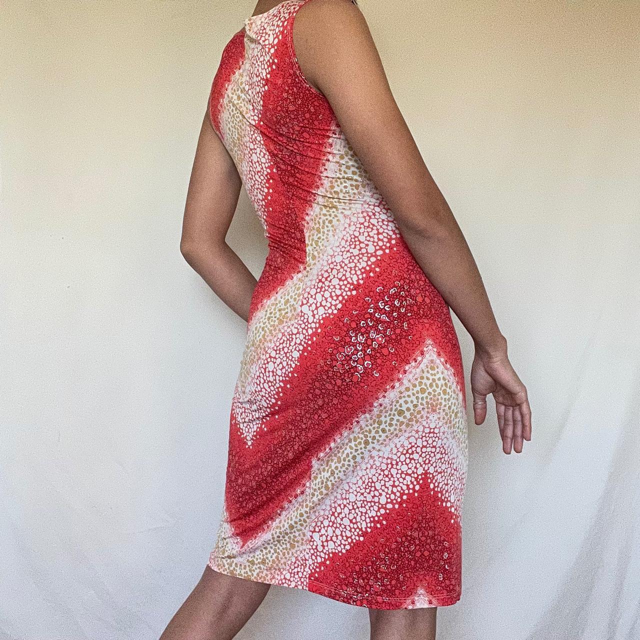 Windsor Women's Orange and Cream Dress Depop