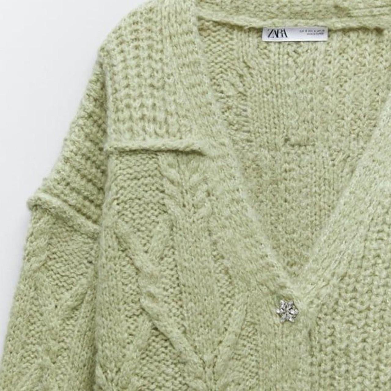 zara oversized green cardigan