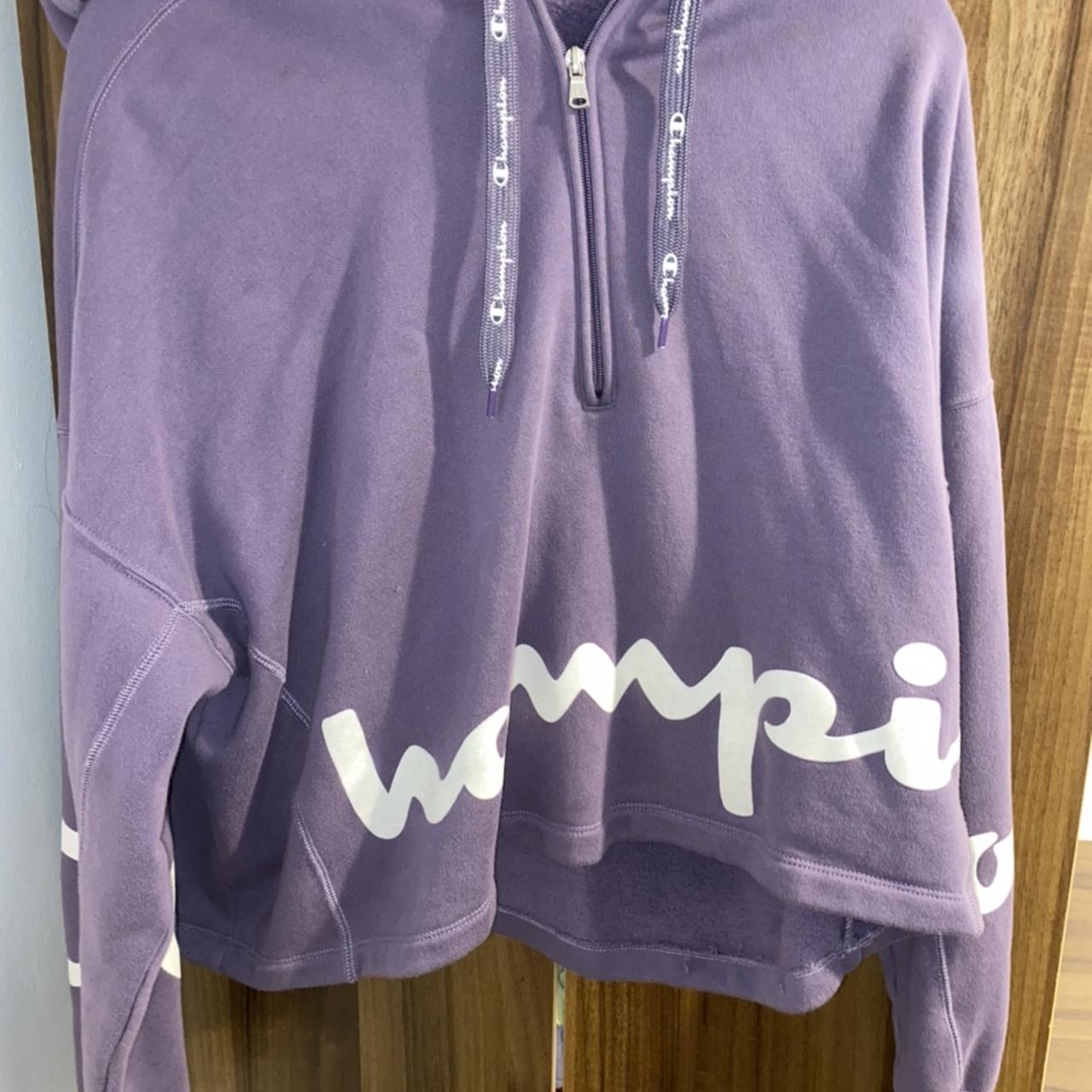 purple champion cropped hoodie