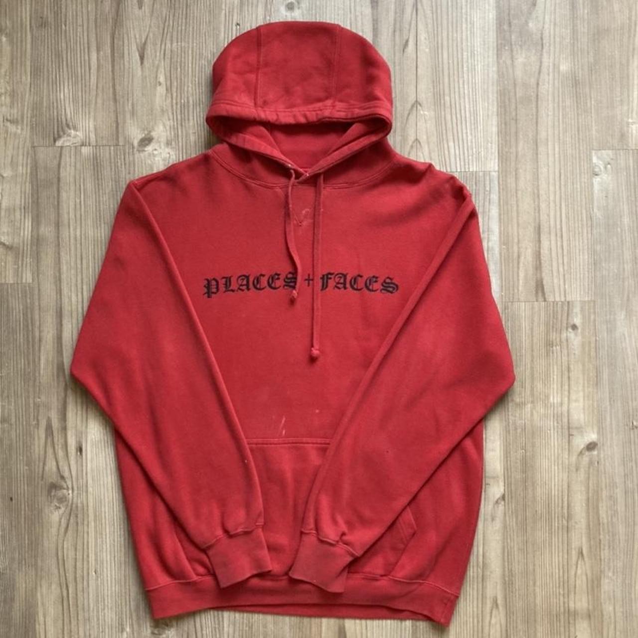 Places + Faces Men's Red and Black Hoodie | Depop