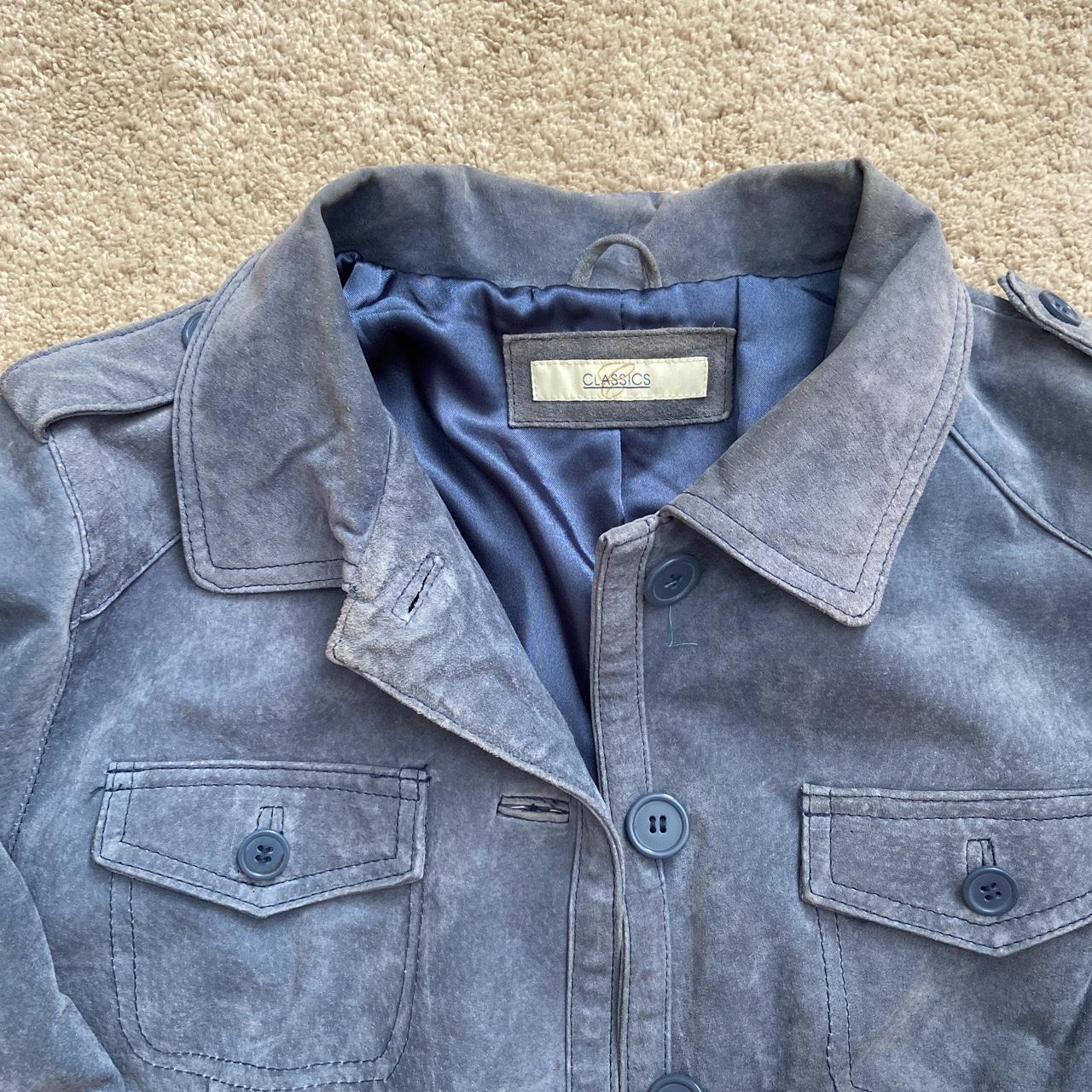 Genuine suede leather retro mod baby blue jacket... - Depop
