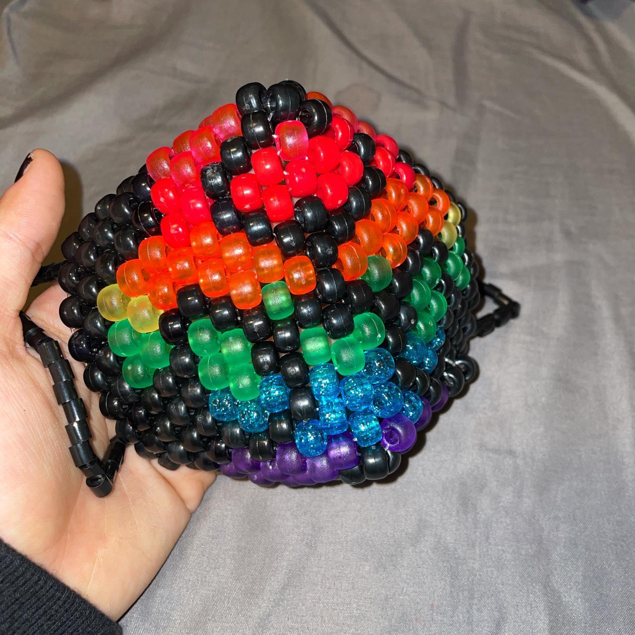 Rainbow Biohazard Kandi Beaded Mask.🌈🌈 This Is - Depop