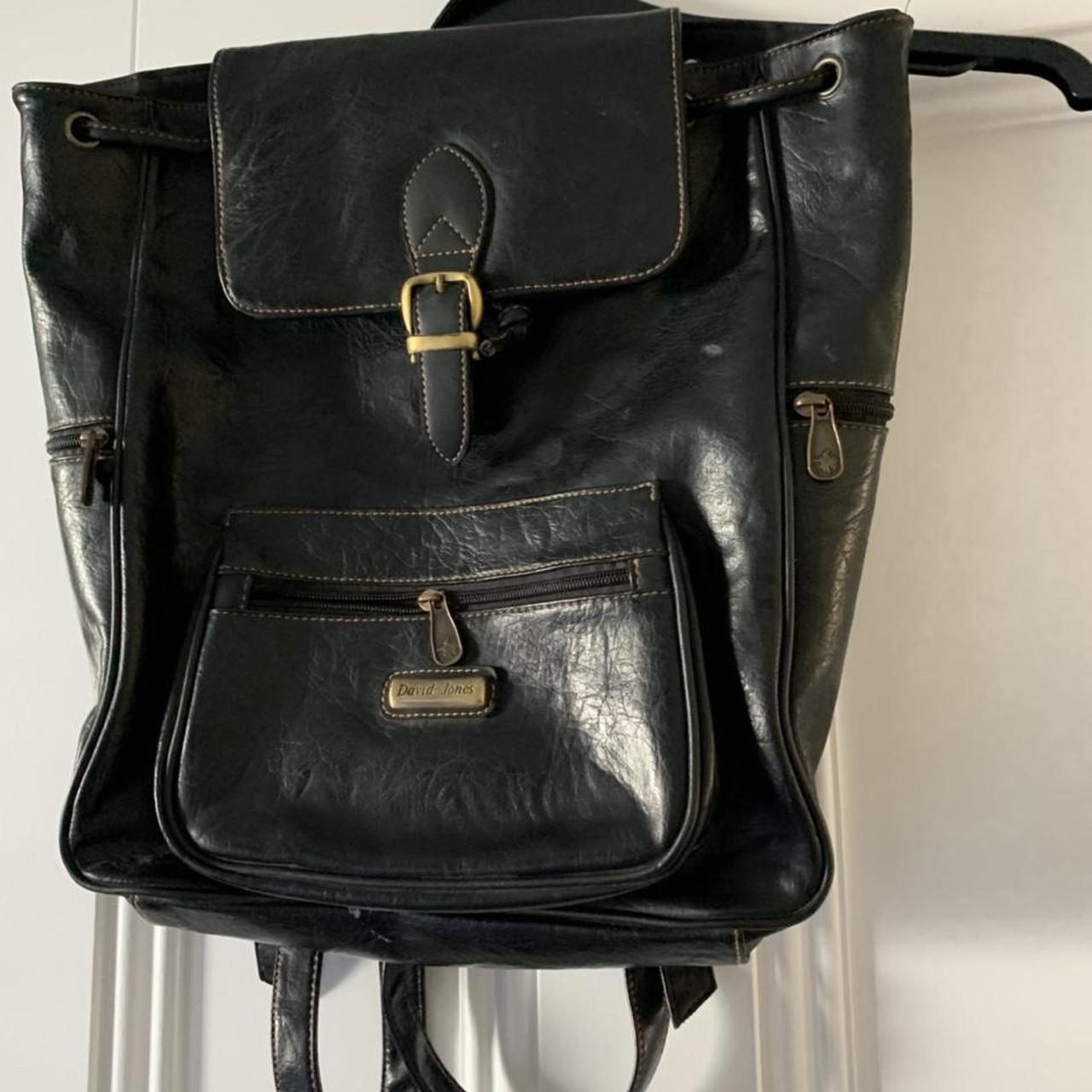 David Jones black leather backpack in excellent... Depop