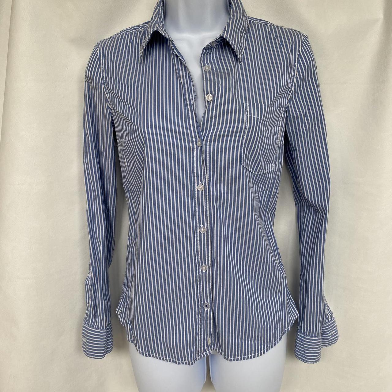 Blue & white striped cotton shirt long sleeves... - Depop