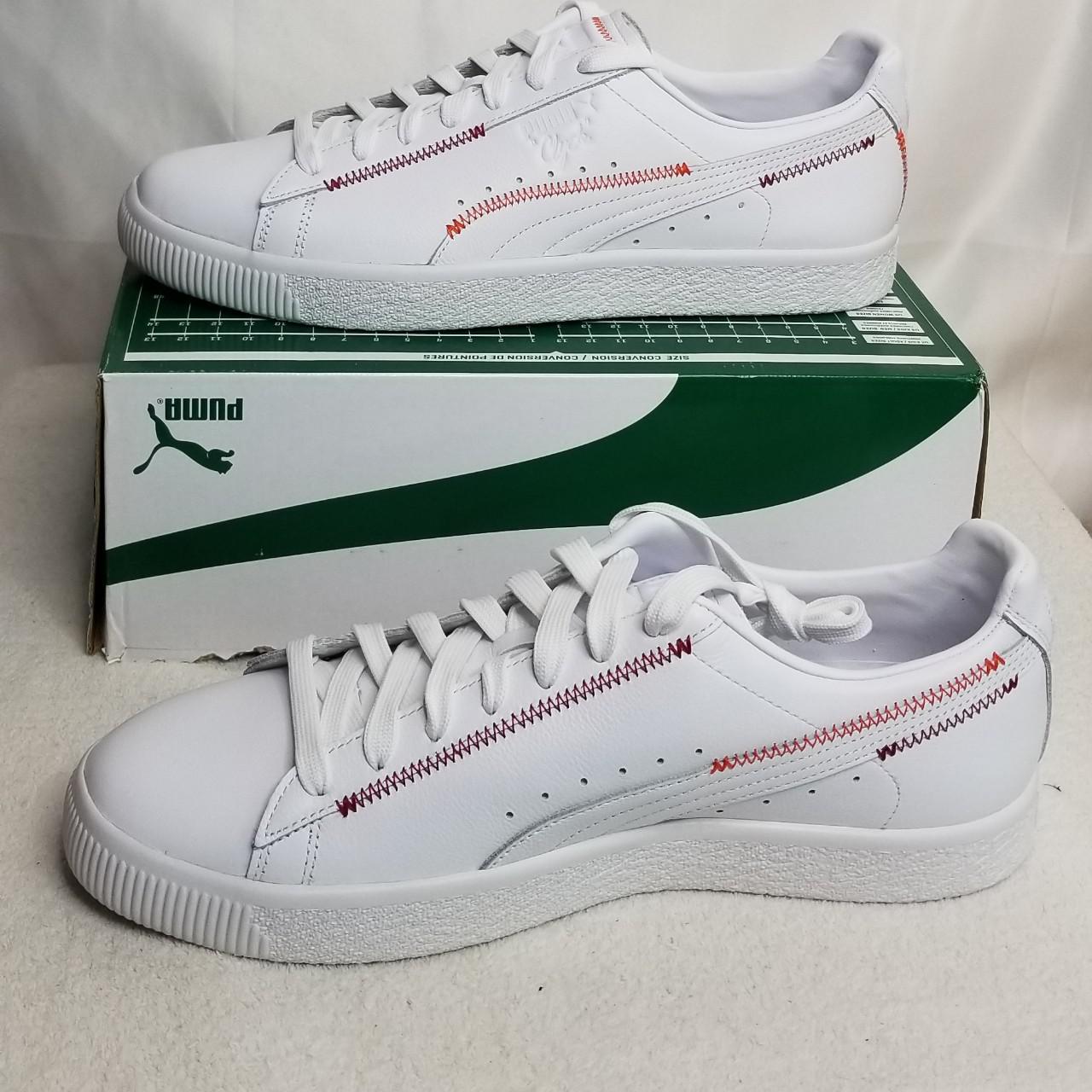 Puma Clyde Stitch White Sneaker Shoes Sz 11.5 Mens New - Depop