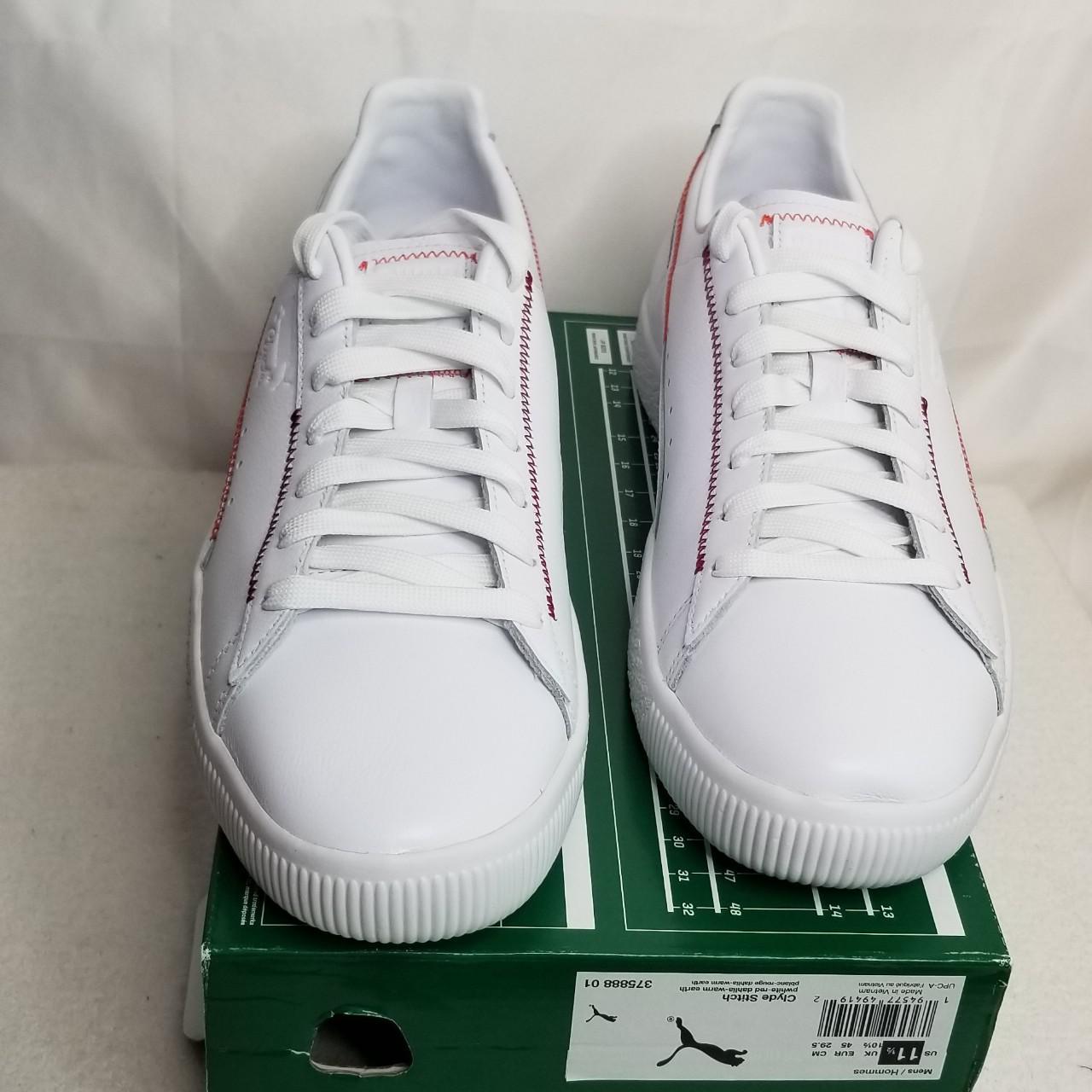 Puma Clyde Stitch White Sneaker Shoes Sz 11.5 Mens New - Depop