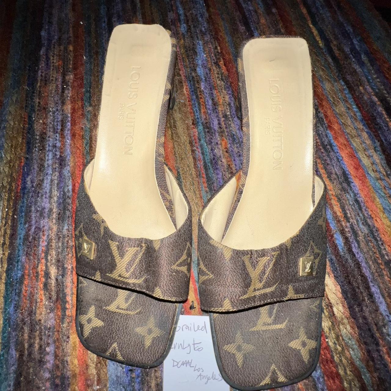 Vintage Louis Vuitton Mule Low Heels Monogram Size 7