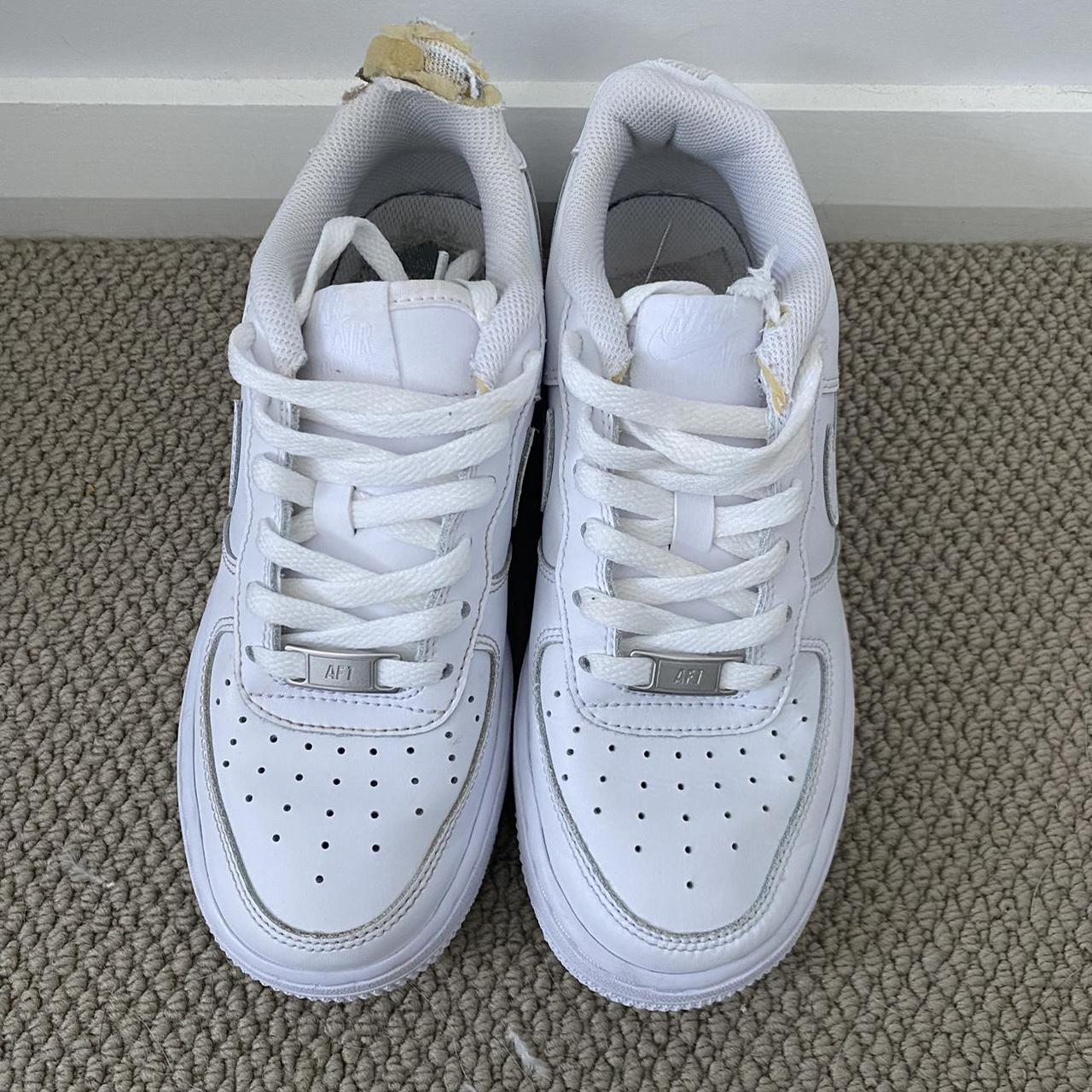 All white airforces in 4Y fits a 6 womens in almost... - Depop