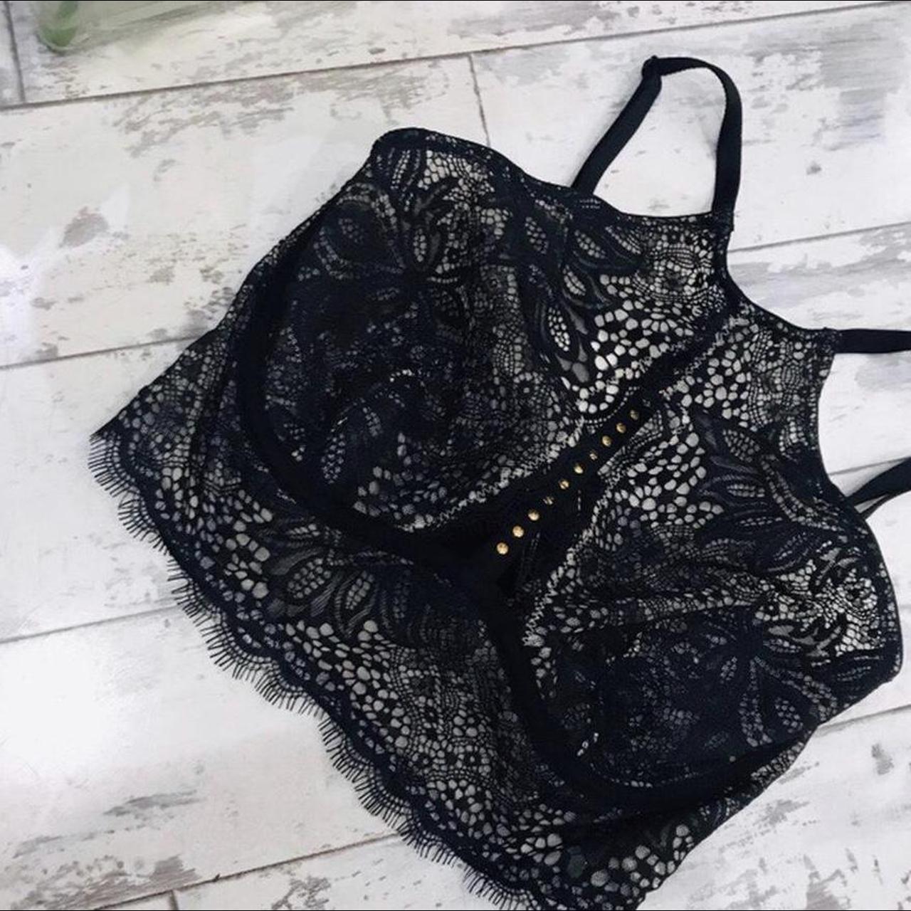 Victoria Secret black lace bra size 32C, brand new... Depop