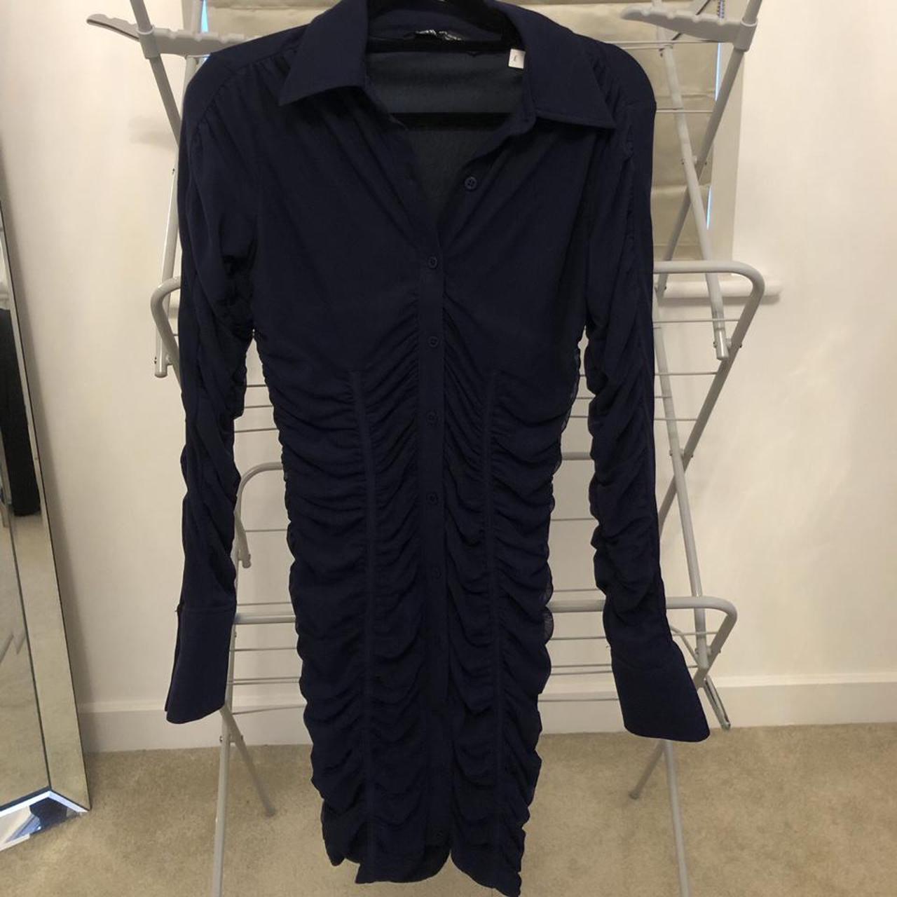 navy ruched dress zara