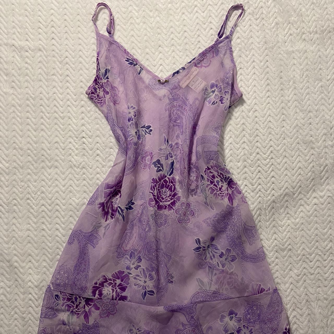 Really cute floral purple see through slip... - Depop