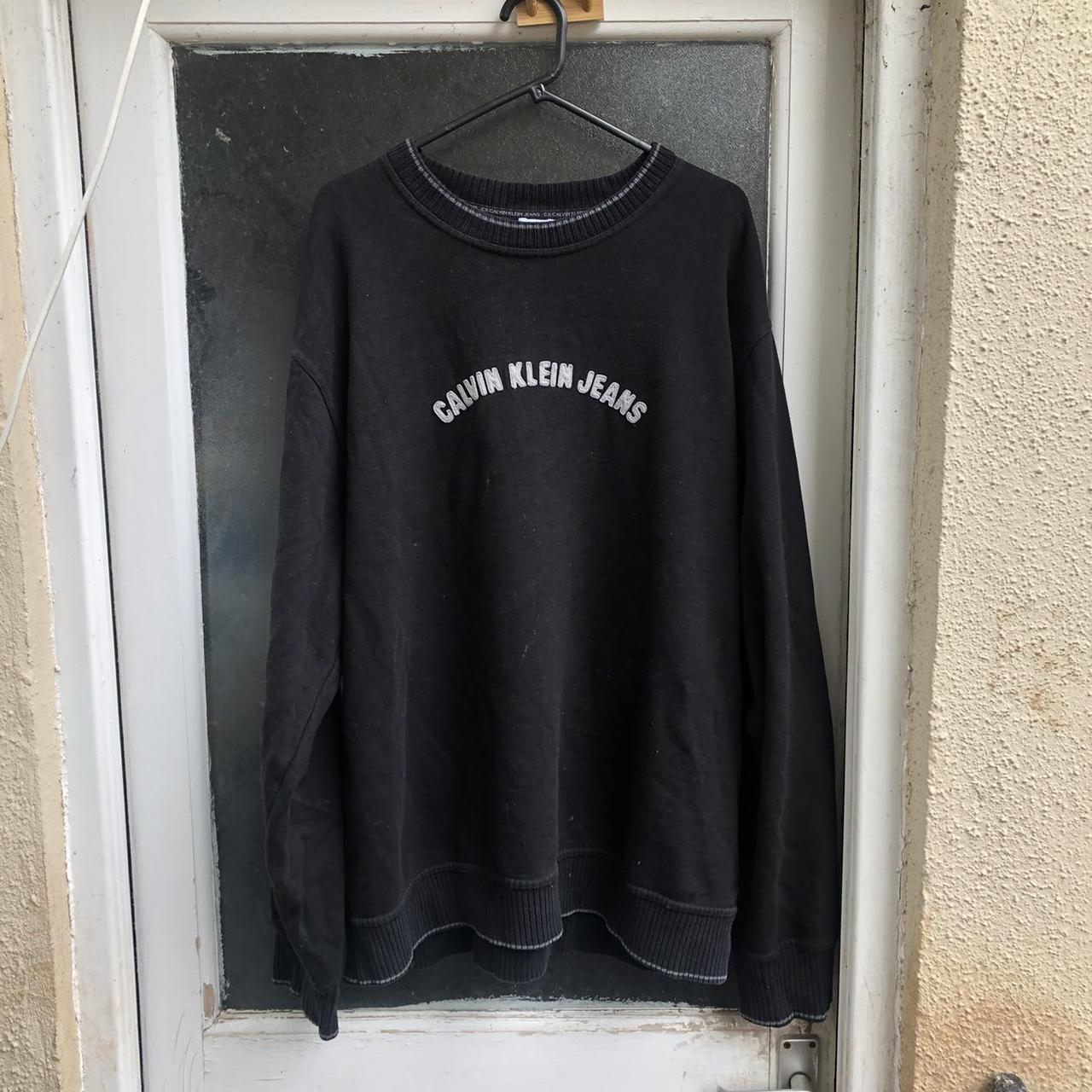 Calvin Klein Men's Black and Grey Jumper | Depop