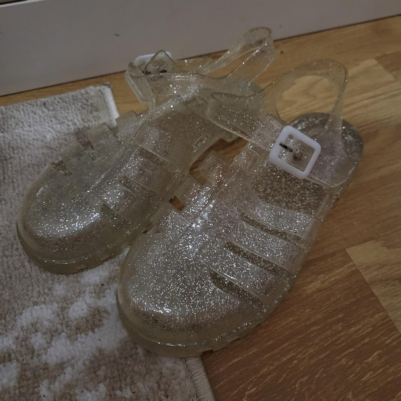 Clear glitter jelly shoes UK 5 Worn only a few... Depop