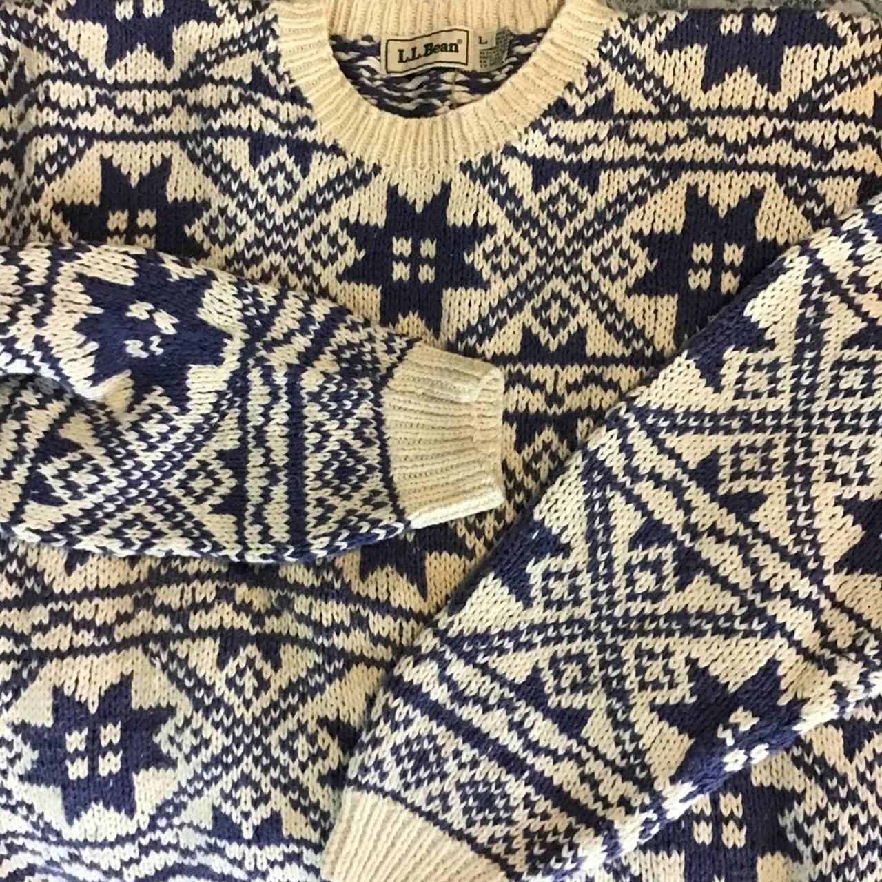 Vintage LL. Bean blue and white snowflake... - Depop