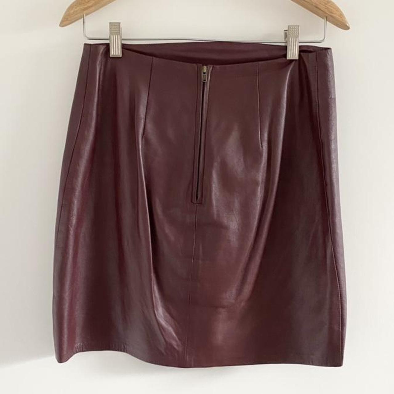 SHAKUHACHI Leather burgundy mini skirt Size... Depop