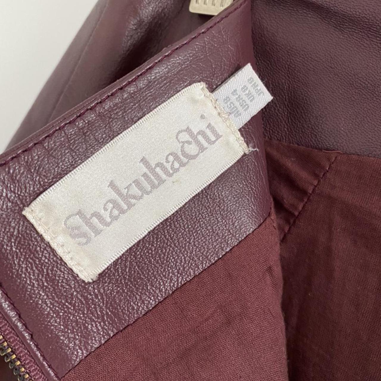 SHAKUHACHI Leather burgundy mini skirt Size... Depop