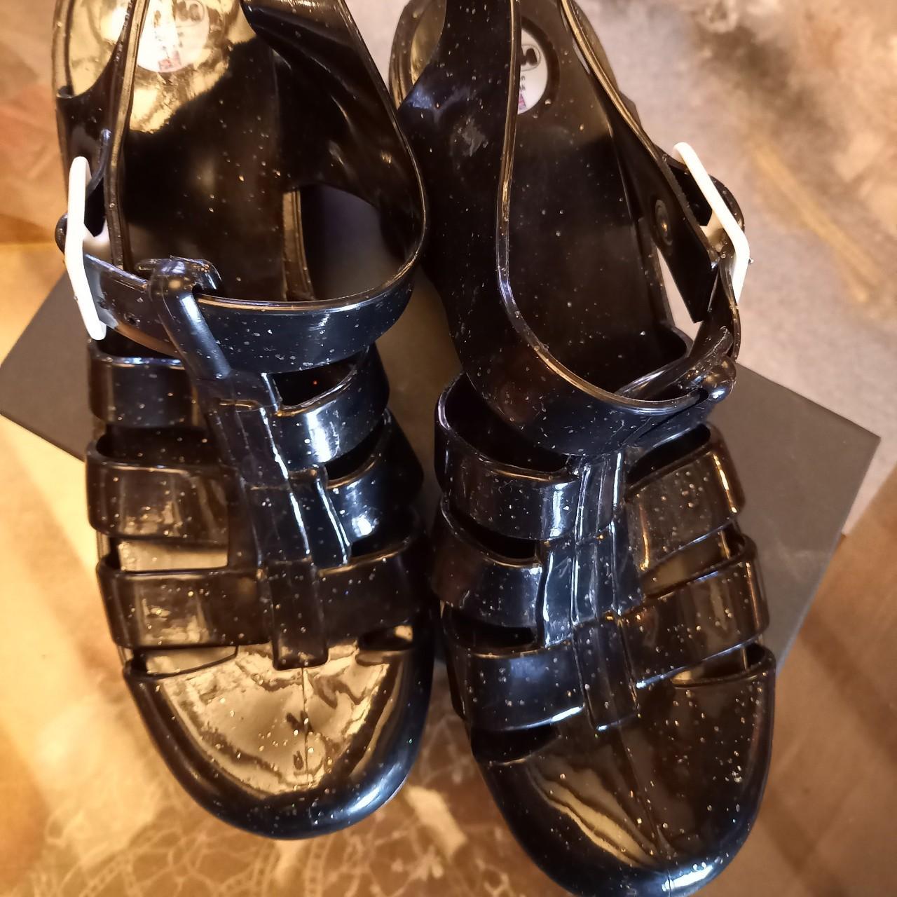 Juju black glitter goth heeled jelly shoes. These... - Depop