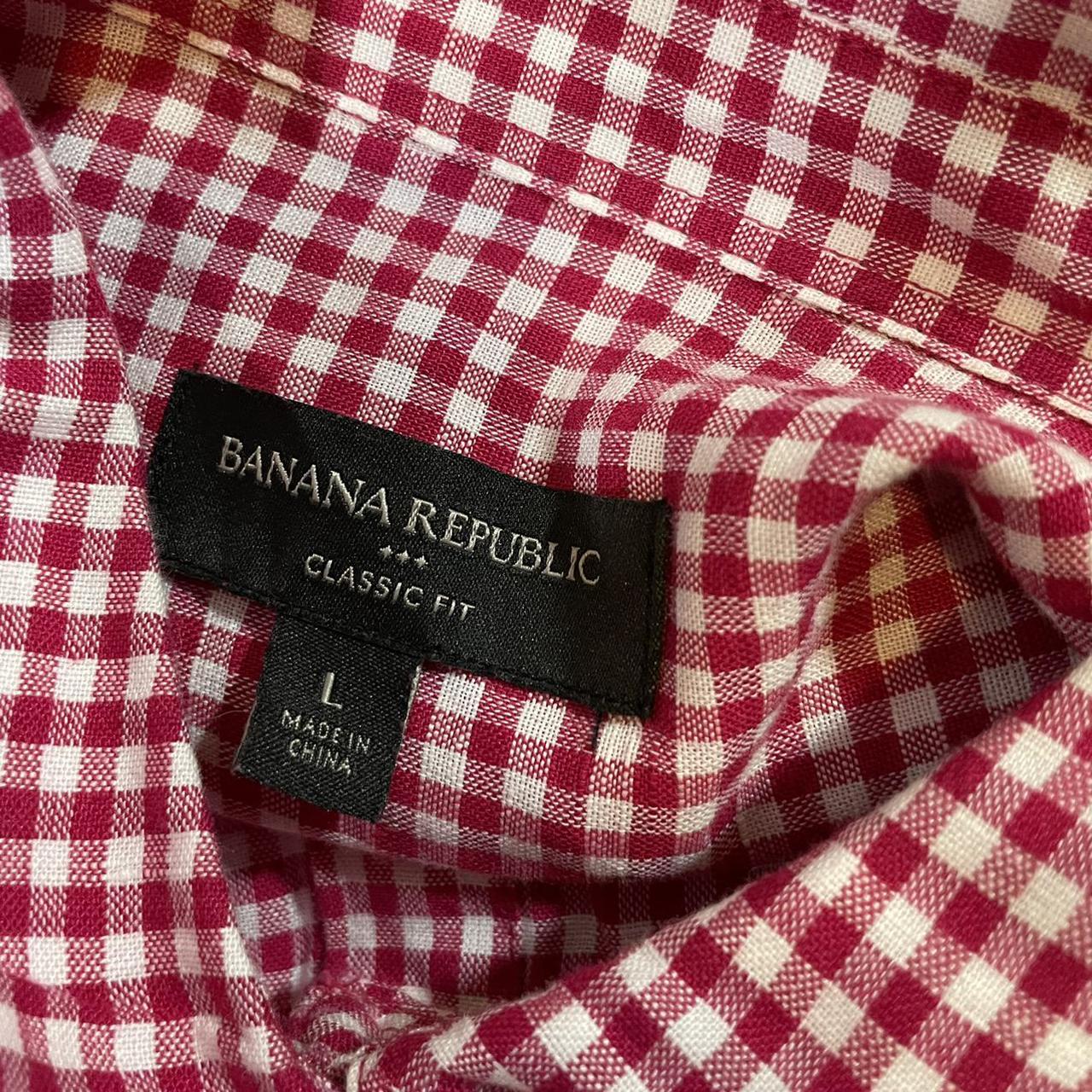 Banana republic classic fit red and white plaid... - Depop