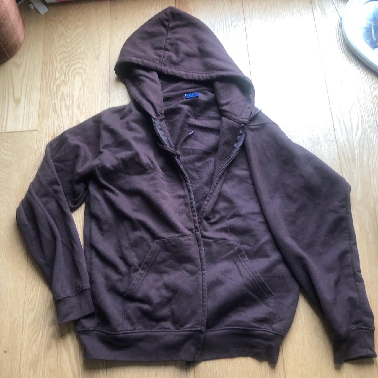 Brown oversized zip up hoodies Looks slightly... Depop