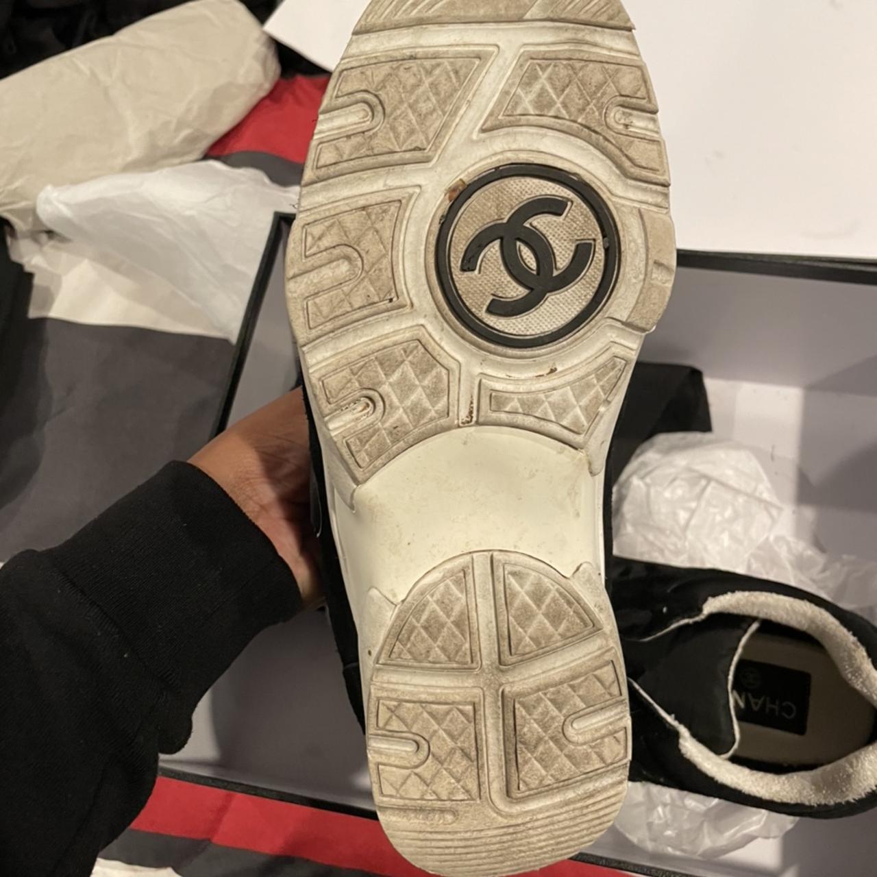 triple white chanel trainers