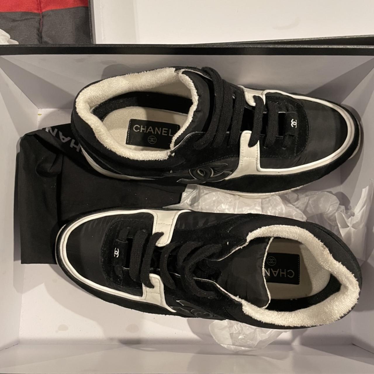 triple white chanel trainers