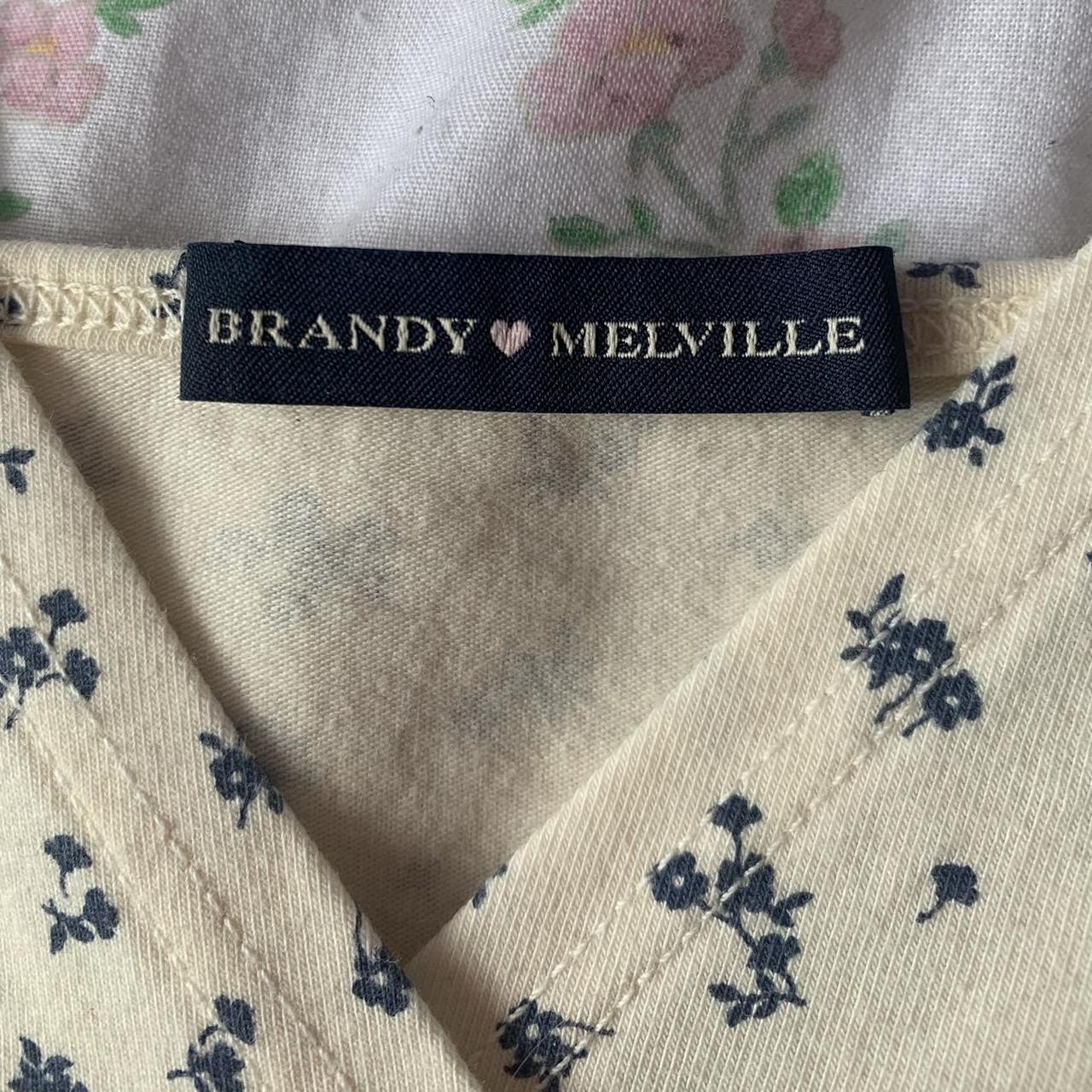 brandy melville cream & blue floral dress lovely... - Depop