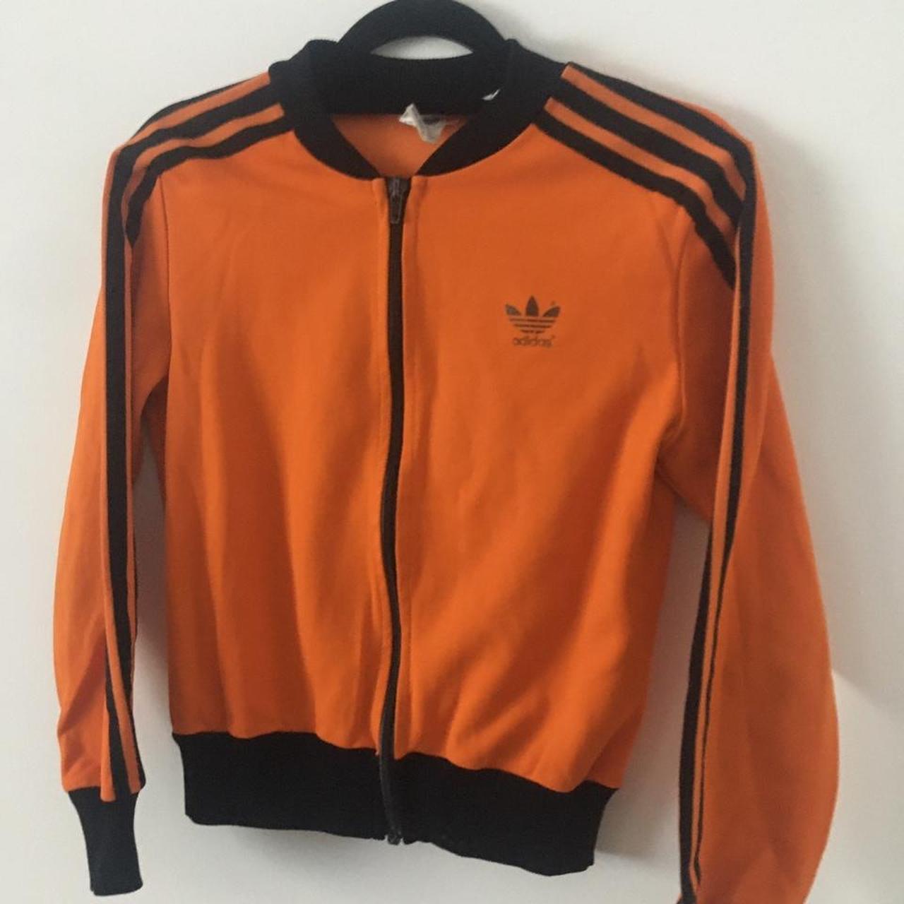 Adidas Vintage Track Jacket Orange Black 80s Kids