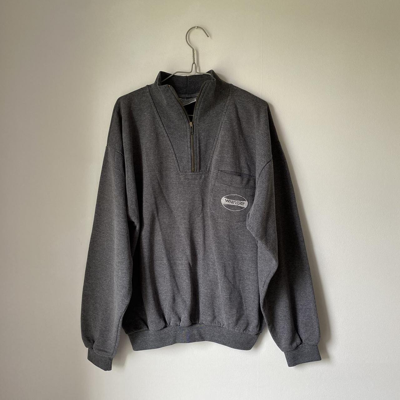 Grey Wrangler quarter-zip sweatshirt / men’s M /... - Depop