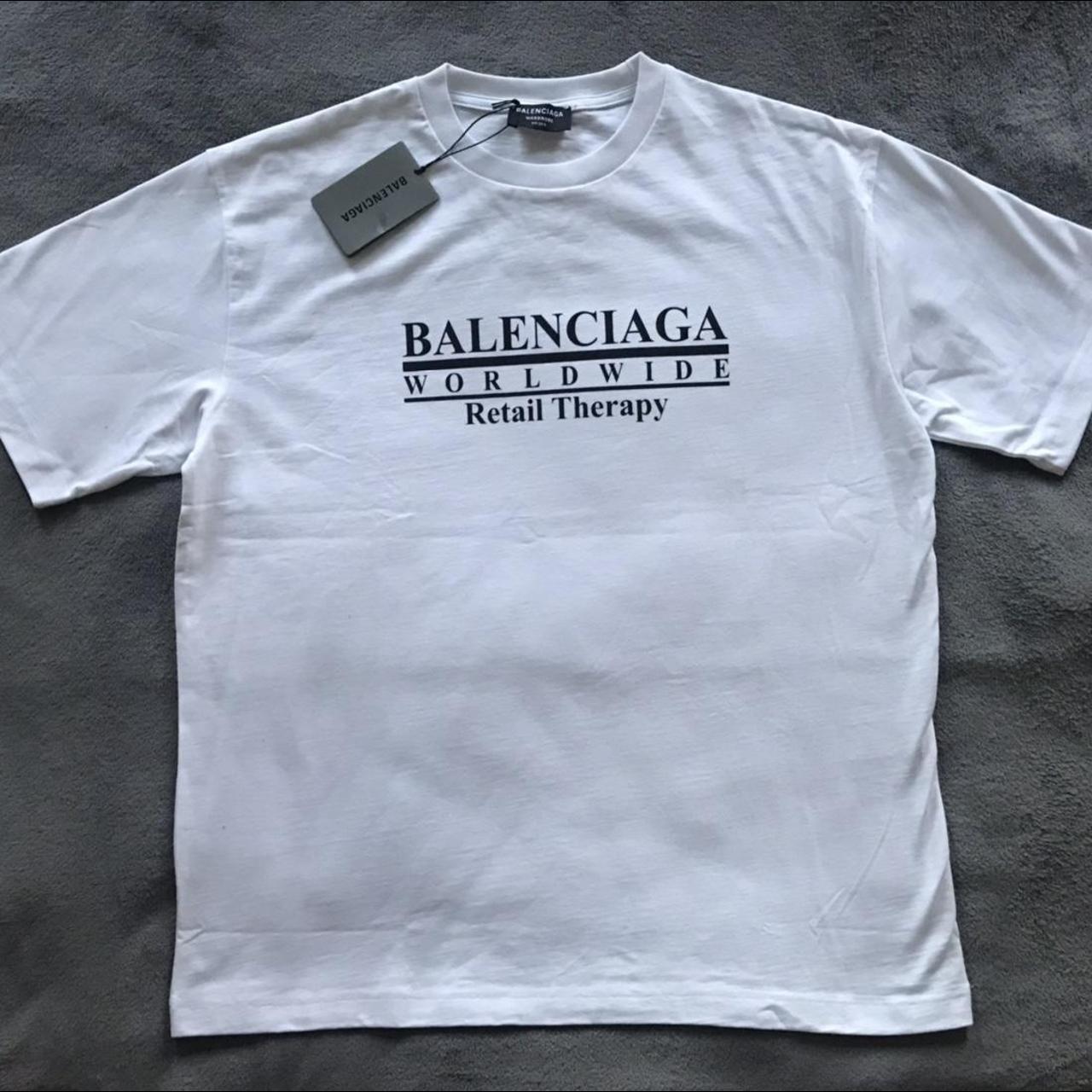 Balenciaga Men's White and Black T-shirt | Depop