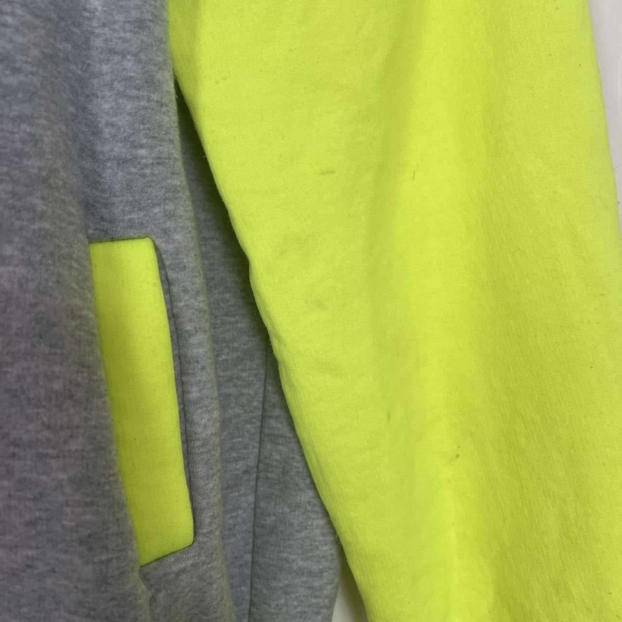 Grey Neon Yellow Varsity Jacket Medium... - Depop