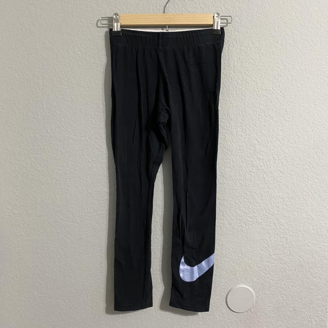 nike leggings with shiny blue detail most accurate - Depop