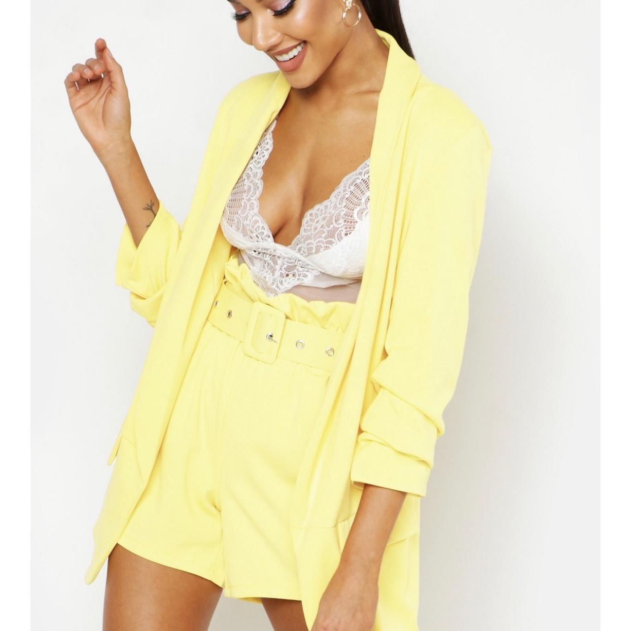 Boohoo yellow blazer and shorts new with tags Depop