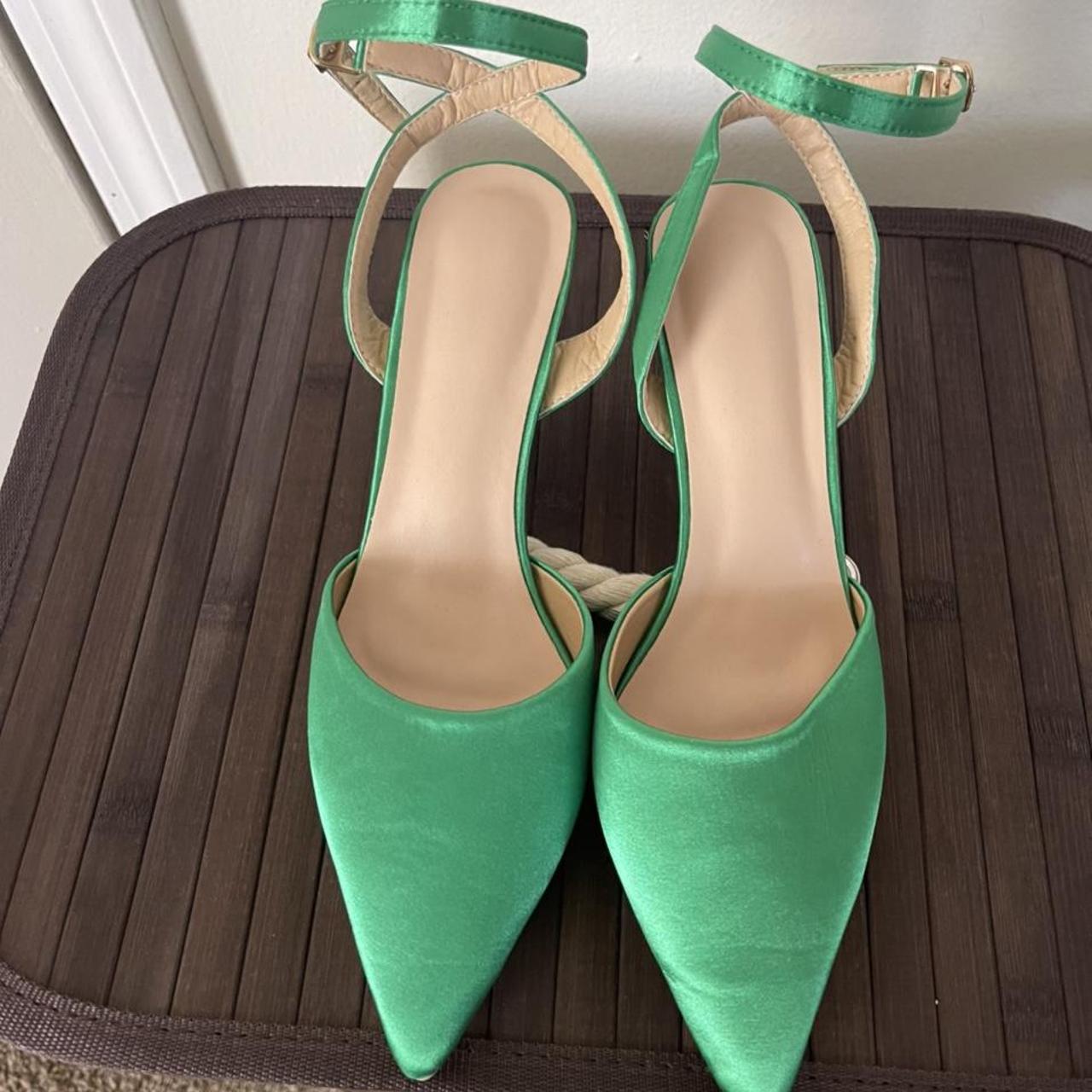 Green kitten heel pointy toe Size US7 SHEIN Brand... Depop