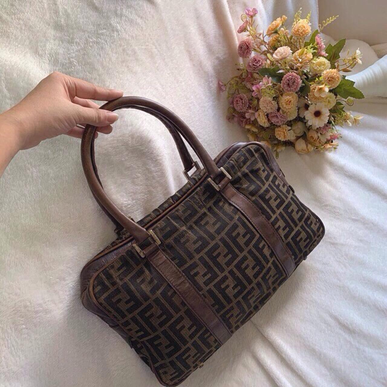 Vintage Fendi sas zucchino boston bag in beautiful - Depop