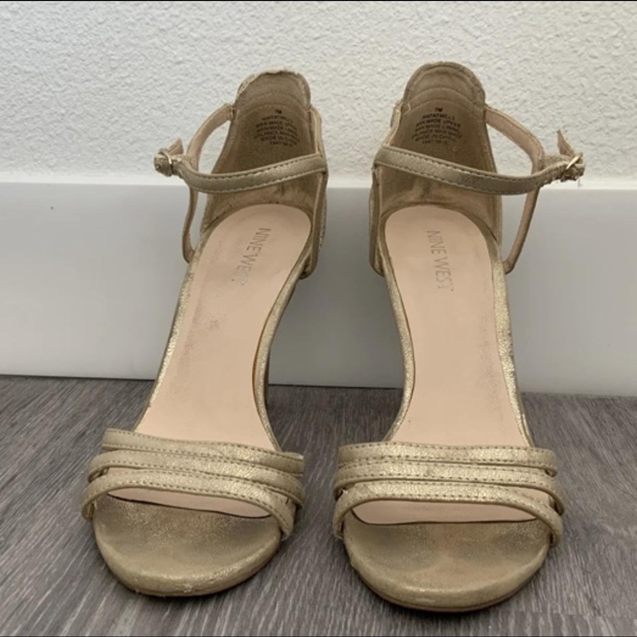 Gold Nine West Heels Gold heels with fair... - Depop