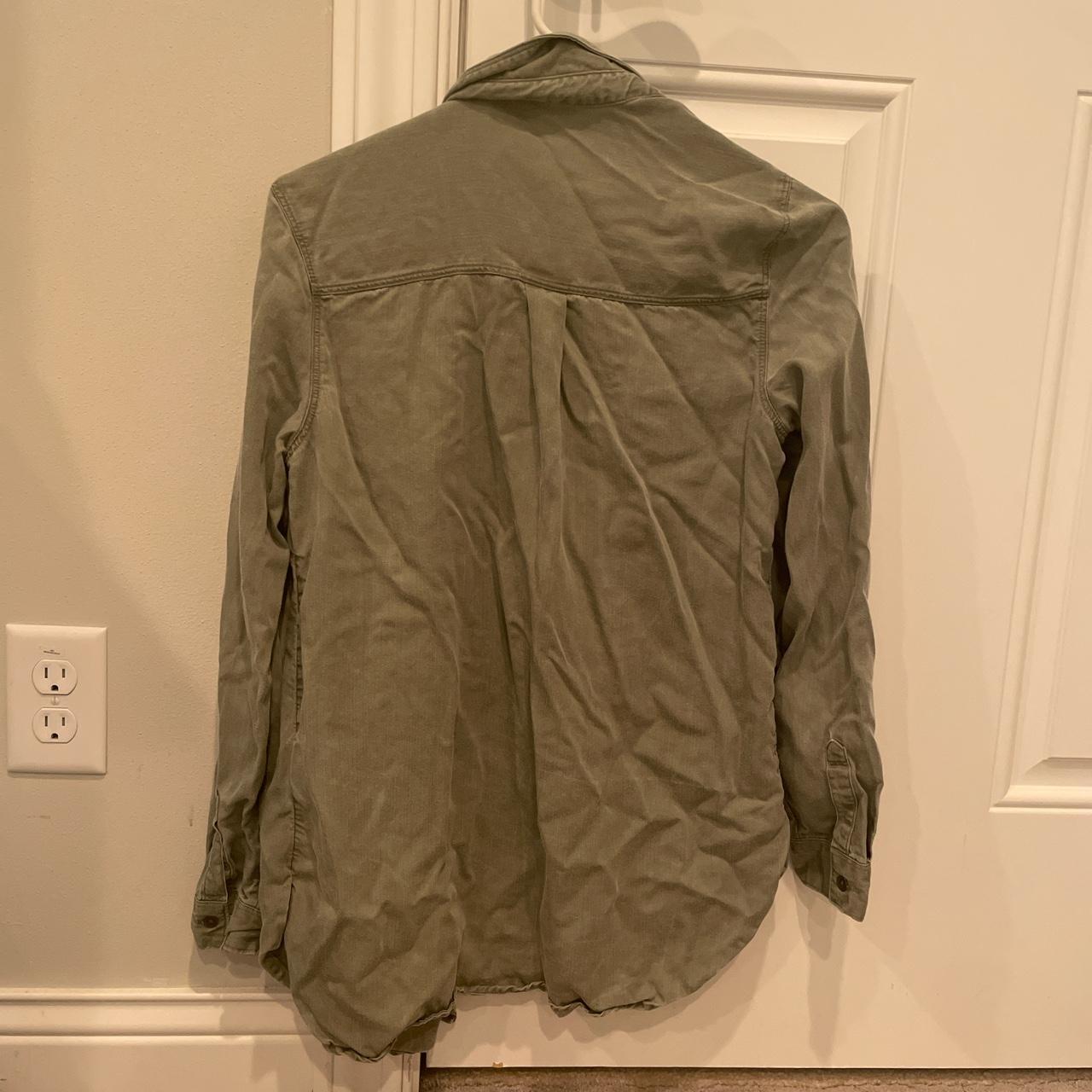 Woman’s army green button up shirt. From old navy,... - Depop