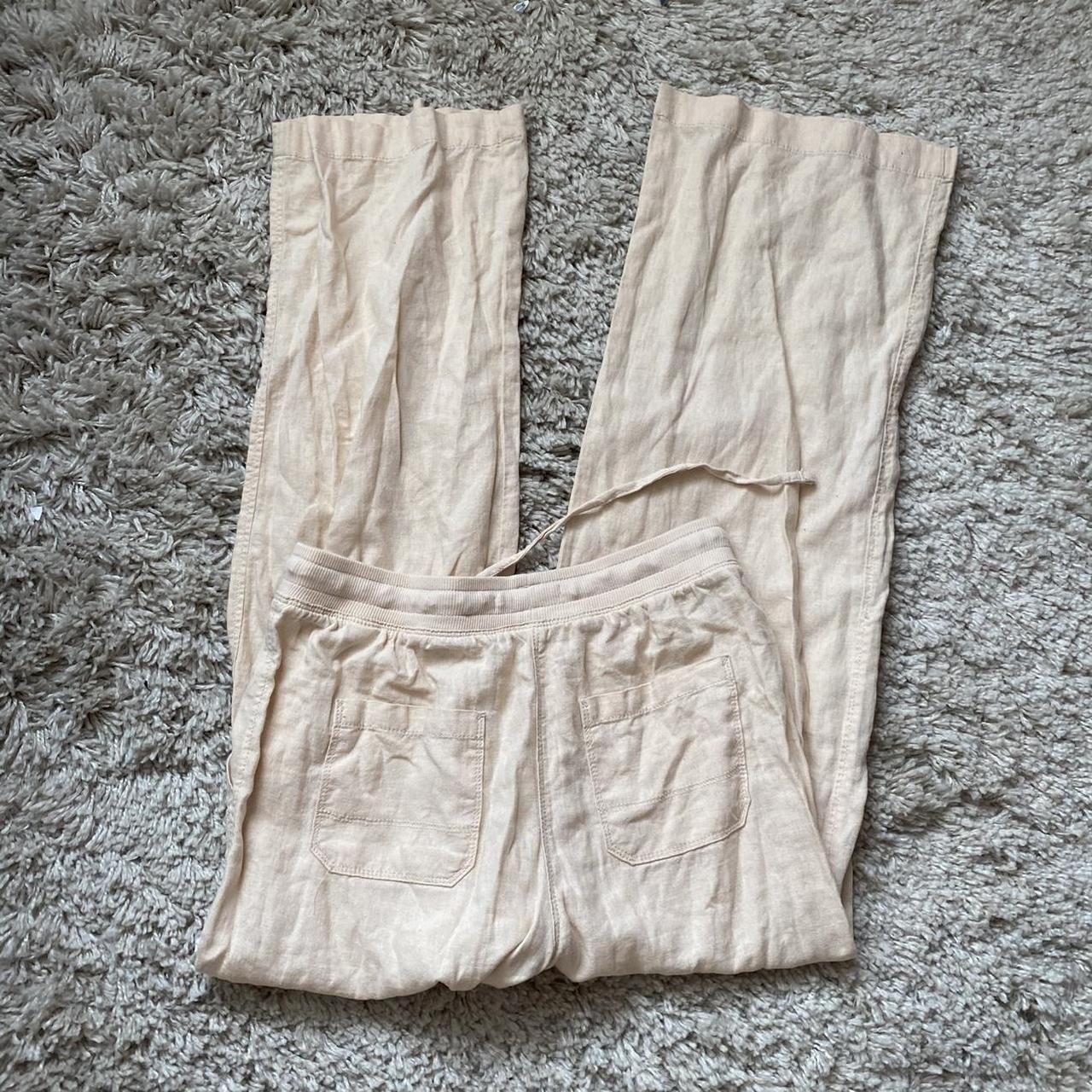 Cream m&s y2k style drawstring flare cargo pants,... Depop