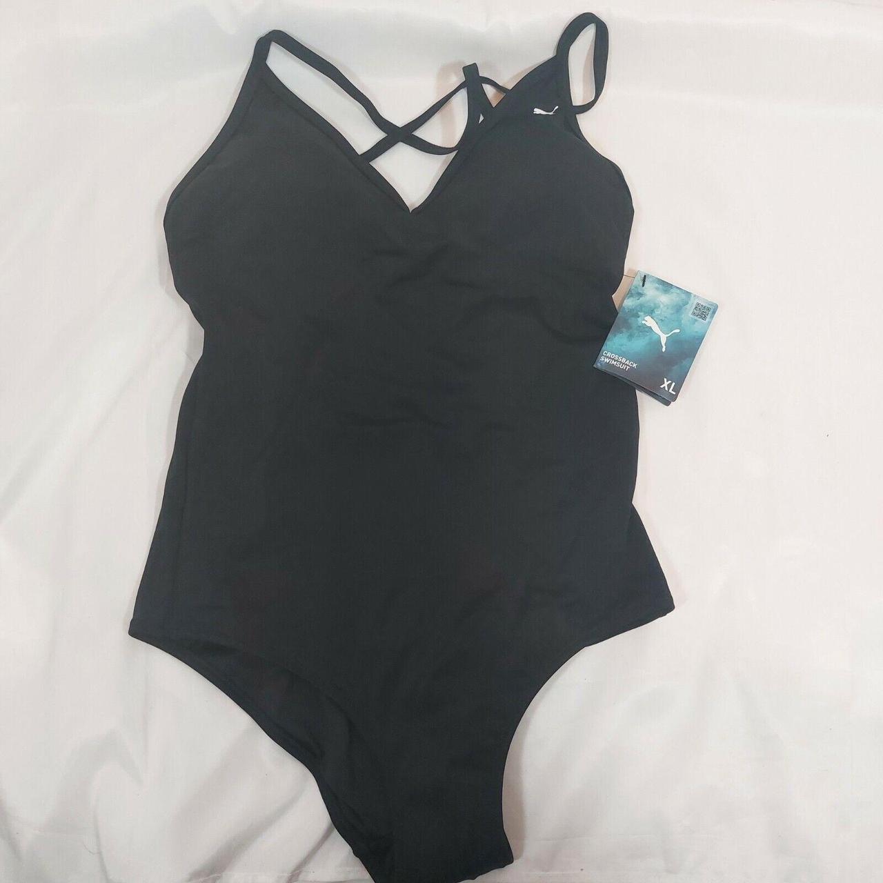 PUMA Women's Swim V-Neck Crossback Swimsuit One... - Depop