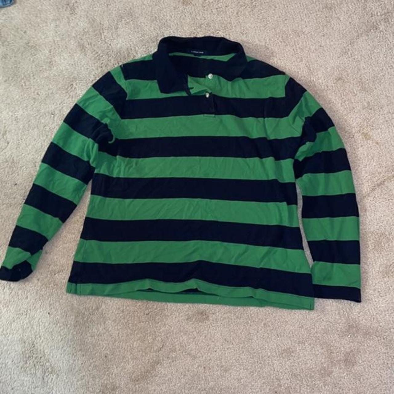 Lands End striped green shirt Not accepting PayPal... - Depop