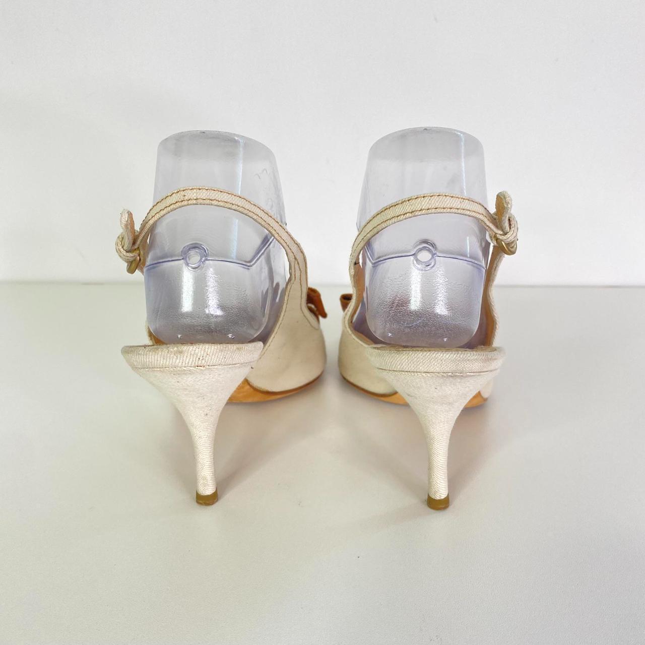 Miu Miu Women's Cream and Tan Courts | Depop