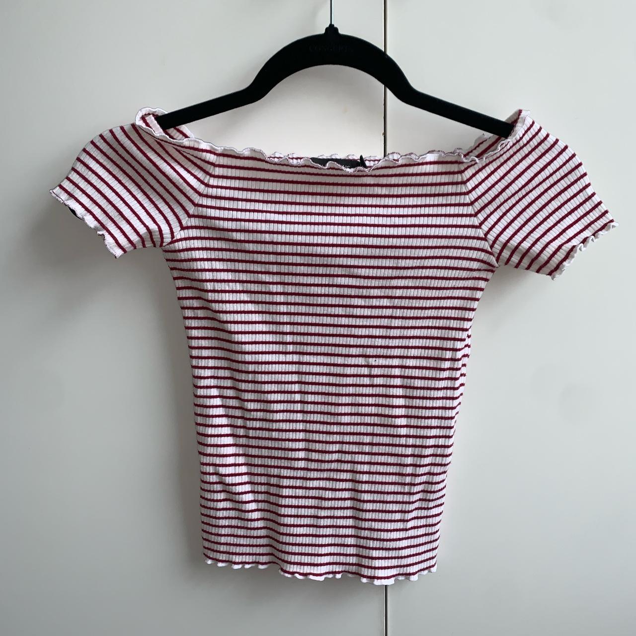 Glassons Women's Red and White Crop-top | Depop