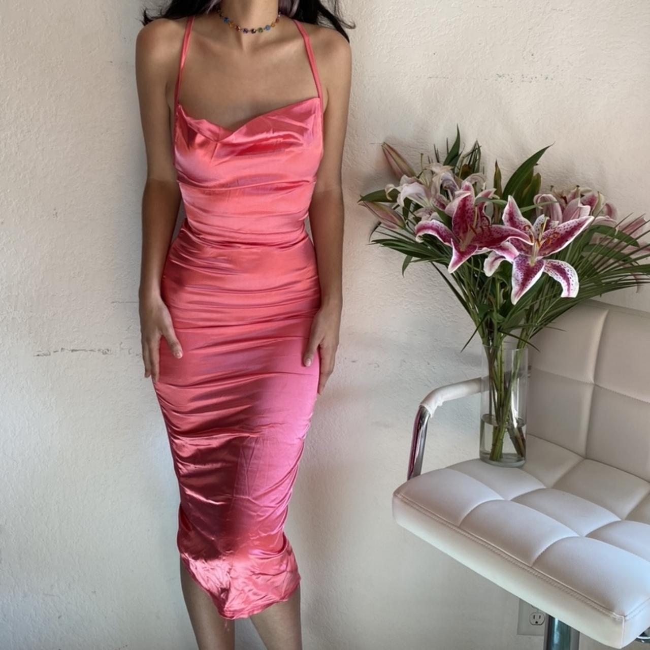 Satin Body Dress In Hot Pink Im Usually Size Xsmall Depop