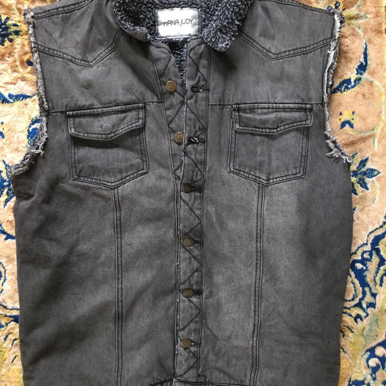 Black Denim lined vest cut off jacket Well worn in... Depop
