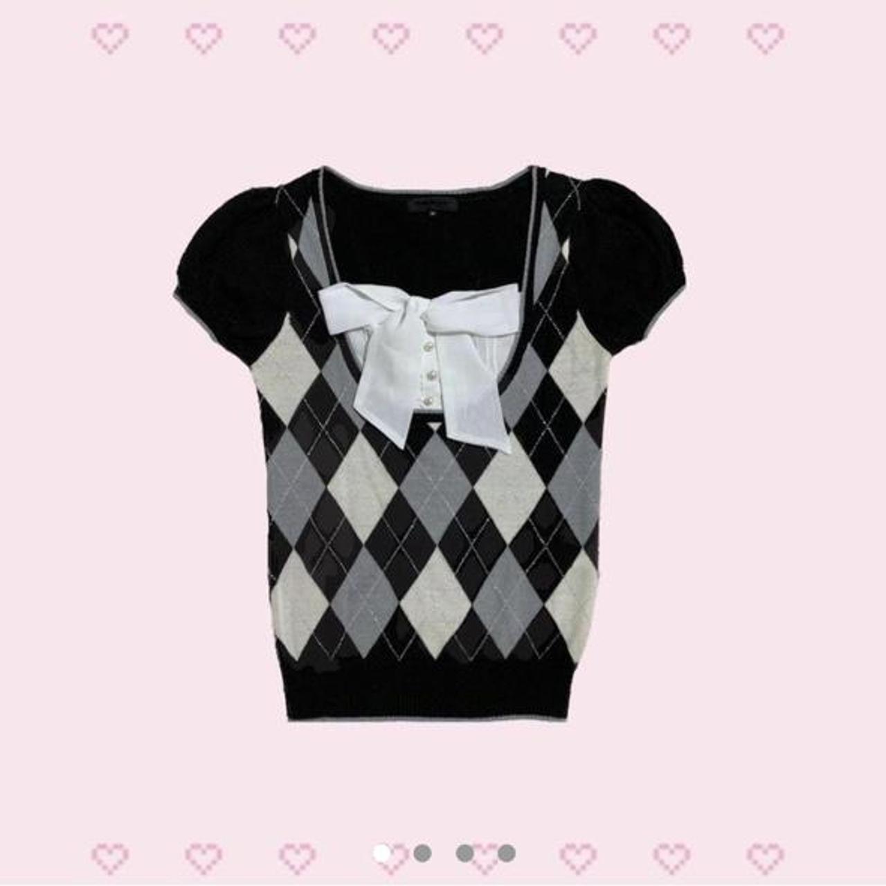 Milkmaid offers argyle academia jfashion pearl knit top