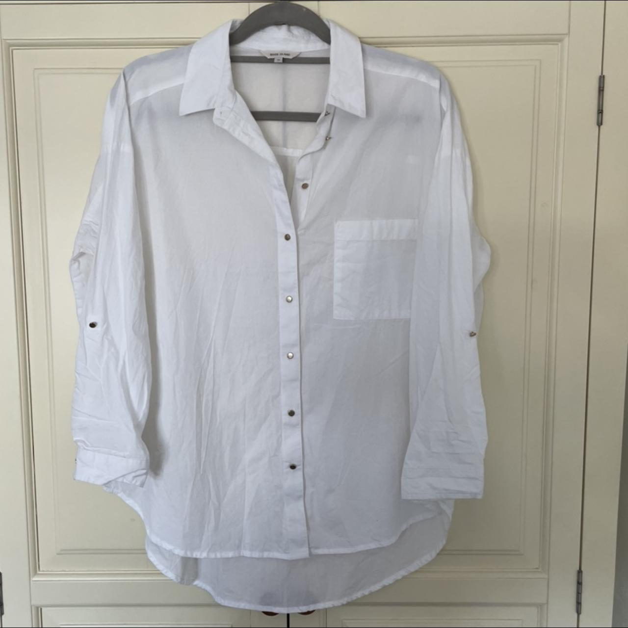 River Island 100% cotton white button up oversized... - Depop