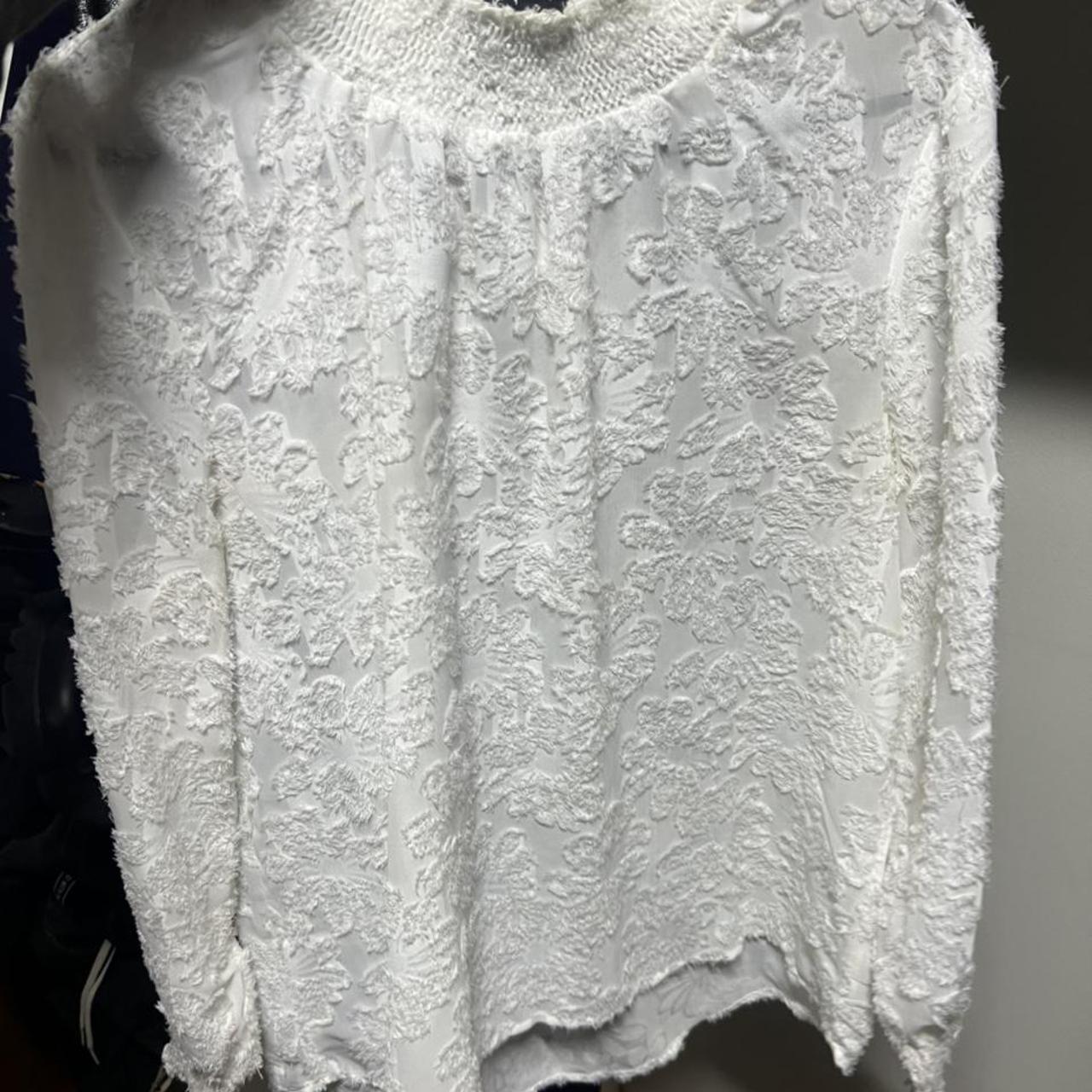 Decjuba white see-through top. Classy with floral... - Depop