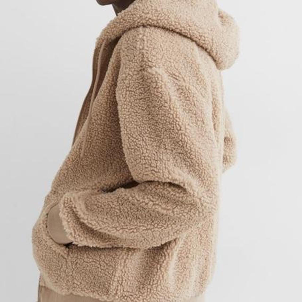 hm lightweight teddy bear jacket size medium no - Depop